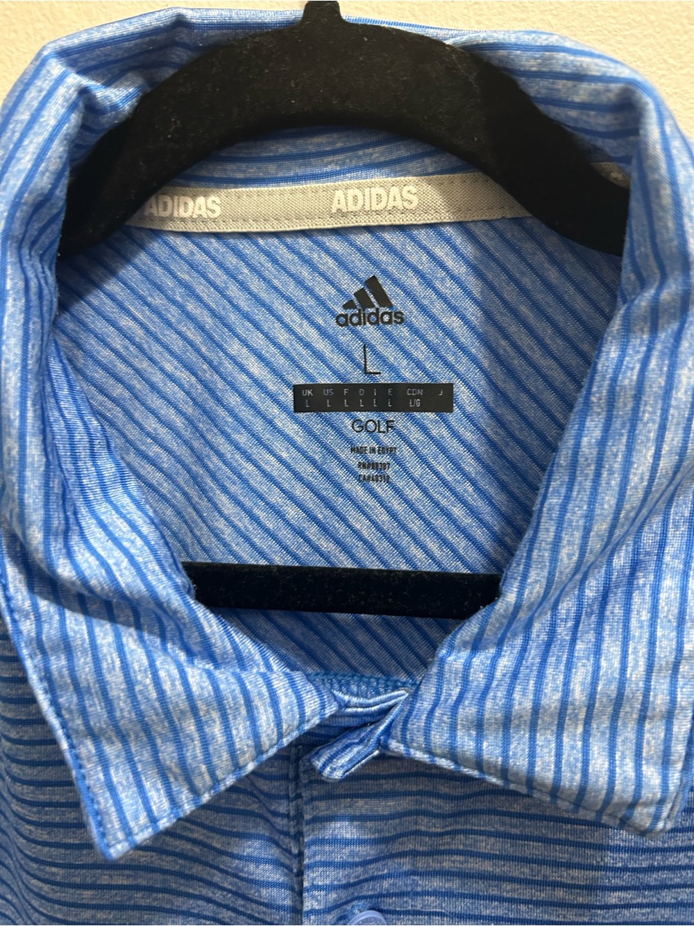 adidas Men’s Light Blue Micro-Striped Polo - Picture 2 of 3